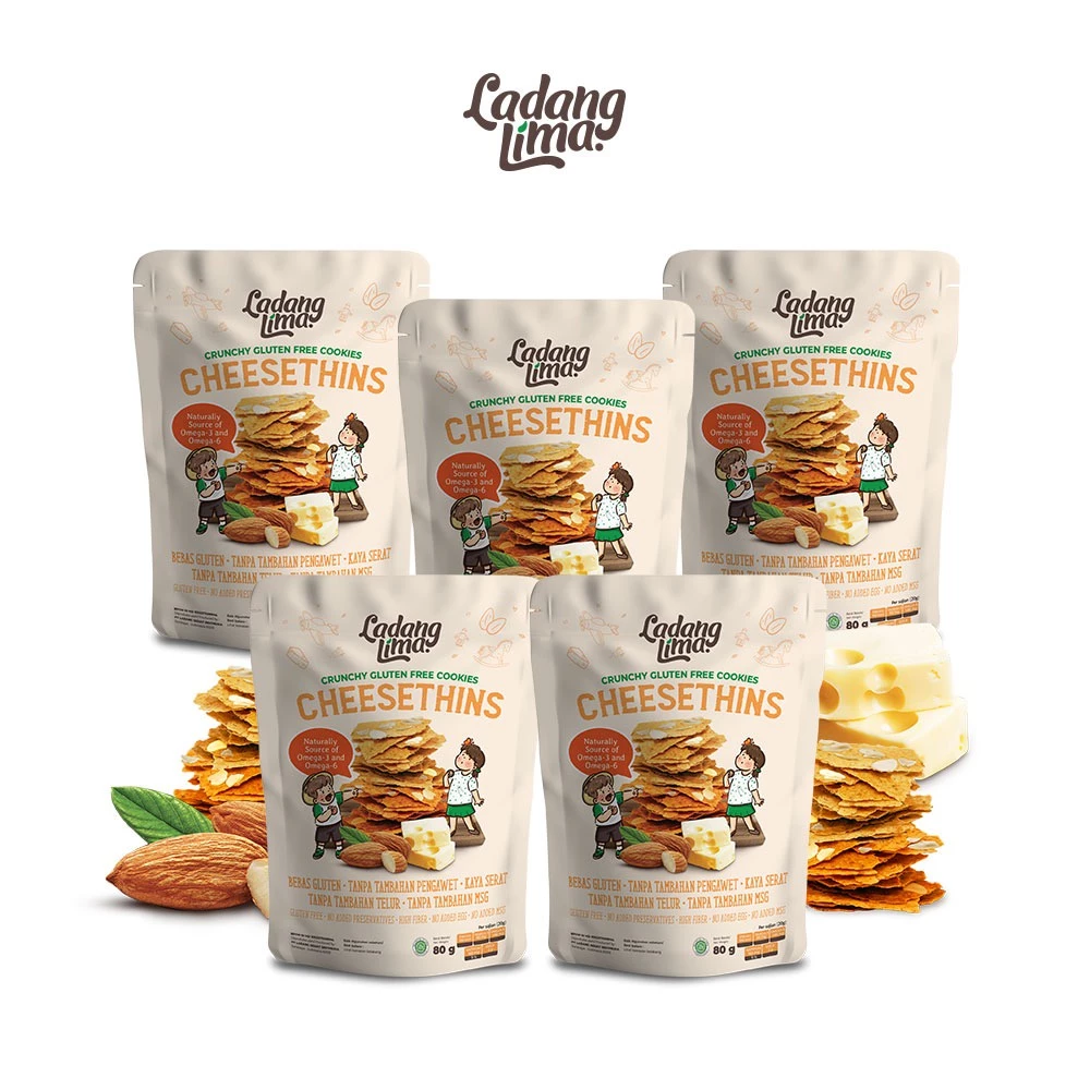 5 pcs - Cheesethins 80g Cookies Ladang Lima | Healthy Cookies With Protein