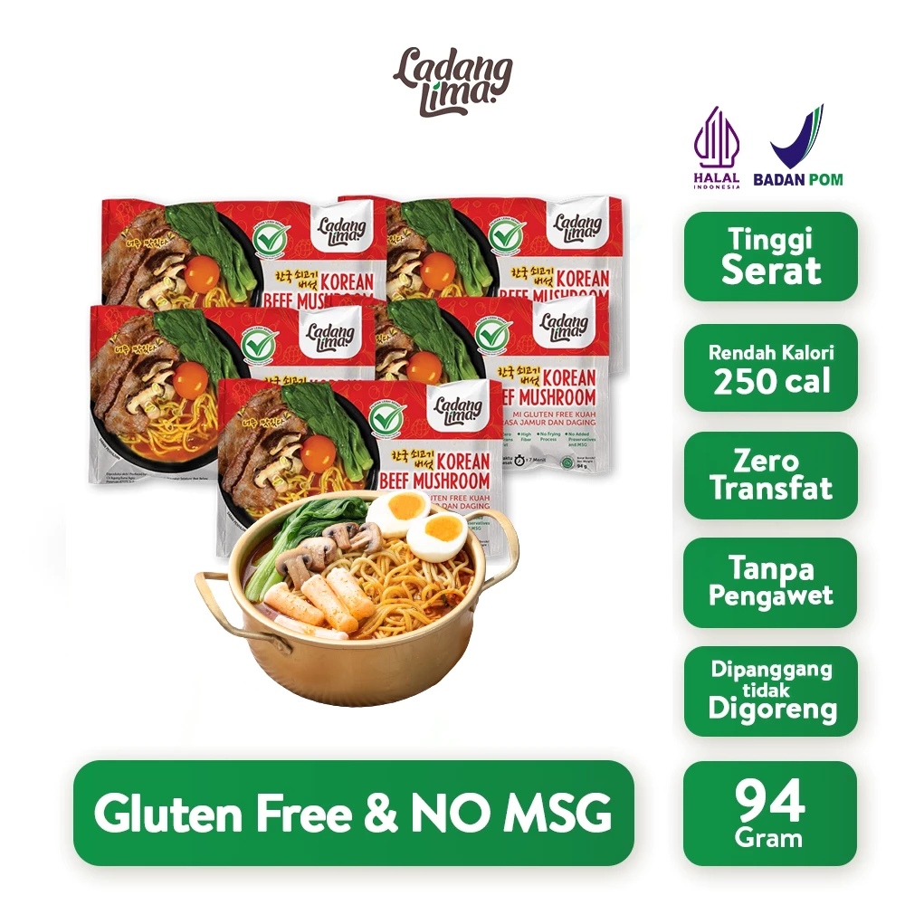 5 pcs - Mie Korea 94g Gluten Free Noodle Ladang Lima