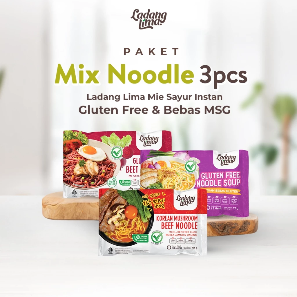 Paket Mix Noodle (3 pcs) - Ladang Lima Mie Sayur Instan Gluten Free