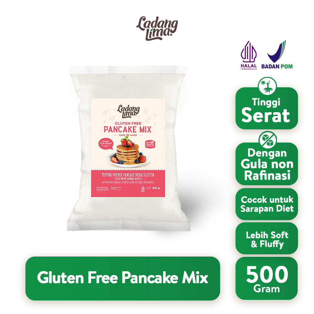 Pancake Mix 500g Ladang Lima - Tepung Pancake Waffle Instant Gluten Free New Formula